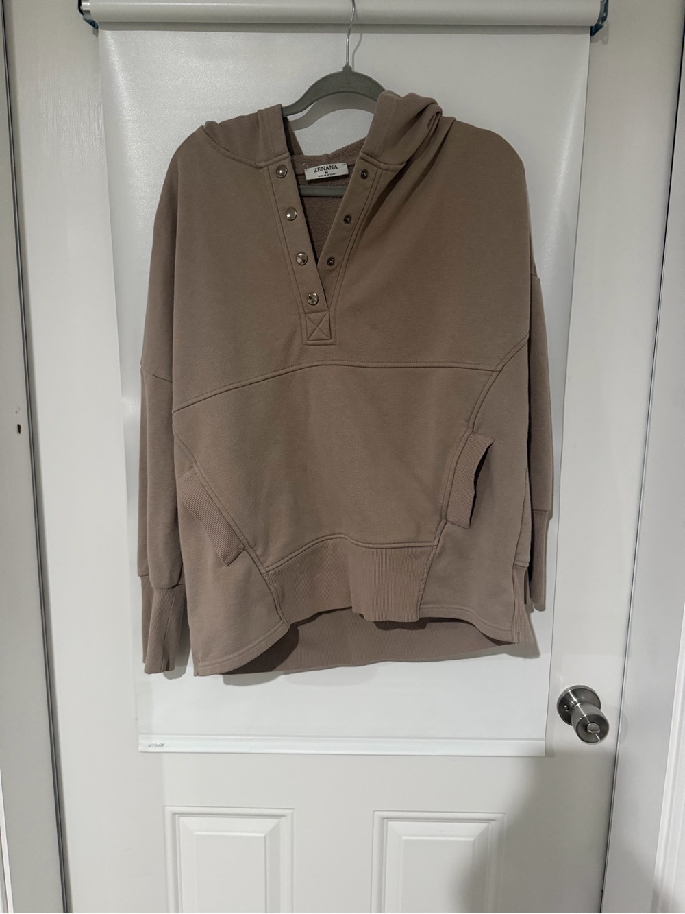 Zenana Snap-Placket Hooded Sweatshirt